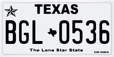 TX license plate BGL0536