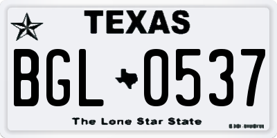 TX license plate BGL0537