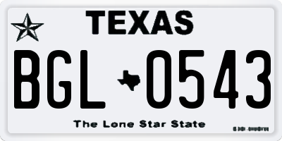 TX license plate BGL0543