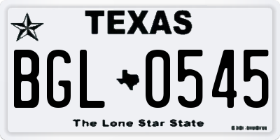 TX license plate BGL0545