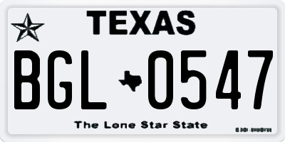 TX license plate BGL0547