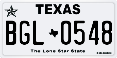 TX license plate BGL0548