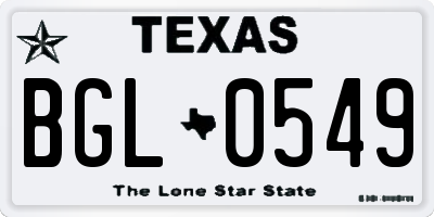 TX license plate BGL0549