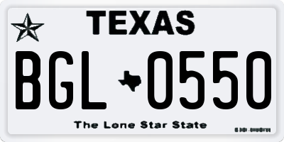 TX license plate BGL0550