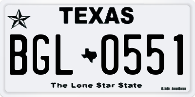TX license plate BGL0551