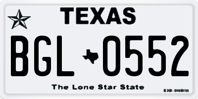 TX license plate BGL0552