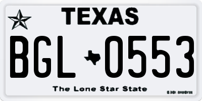 TX license plate BGL0553