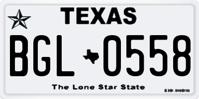 TX license plate BGL0558