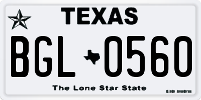 TX license plate BGL0560
