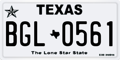 TX license plate BGL0561
