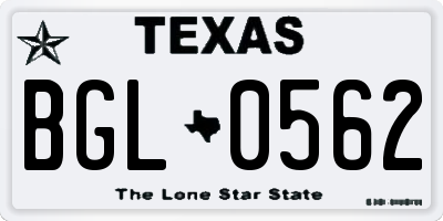 TX license plate BGL0562