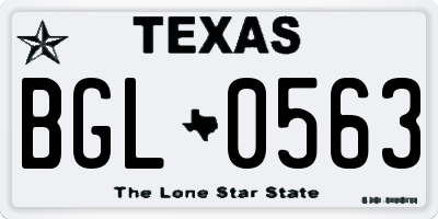 TX license plate BGL0563