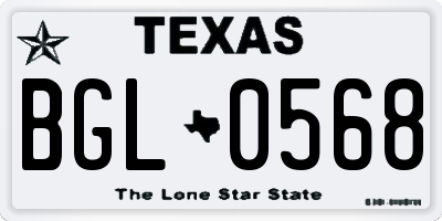 TX license plate BGL0568
