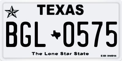 TX license plate BGL0575