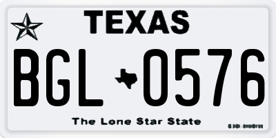 TX license plate BGL0576