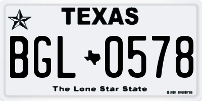 TX license plate BGL0578