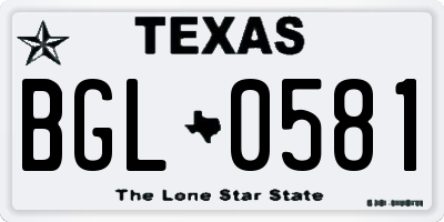 TX license plate BGL0581