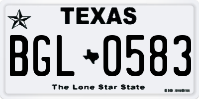 TX license plate BGL0583