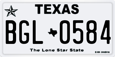TX license plate BGL0584