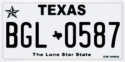 TX license plate BGL0587