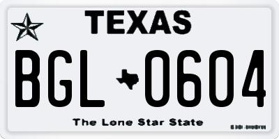 TX license plate BGL0604