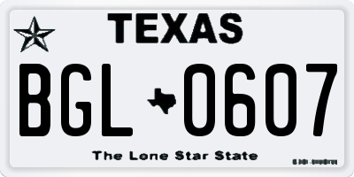 TX license plate BGL0607