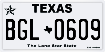 TX license plate BGL0609