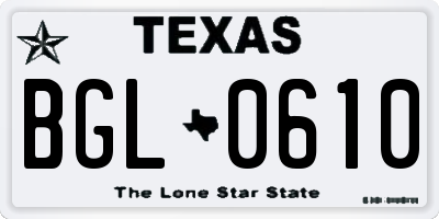 TX license plate BGL0610