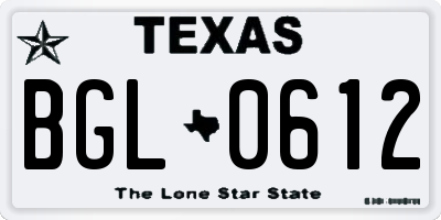 TX license plate BGL0612
