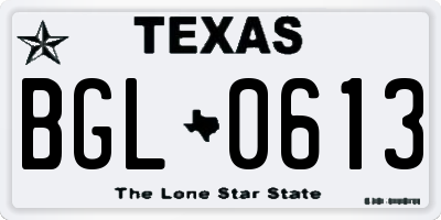 TX license plate BGL0613