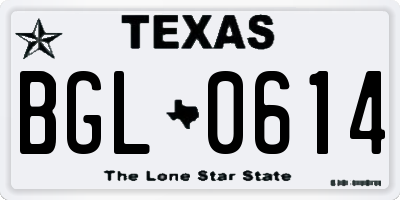 TX license plate BGL0614