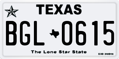 TX license plate BGL0615