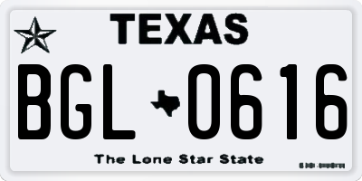 TX license plate BGL0616
