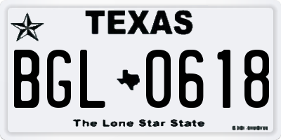 TX license plate BGL0618