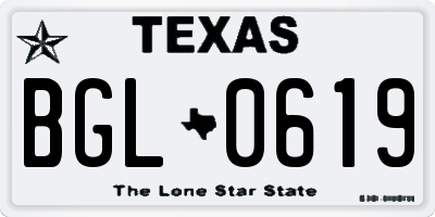 TX license plate BGL0619