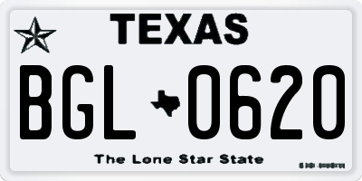 TX license plate BGL0620