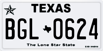 TX license plate BGL0624