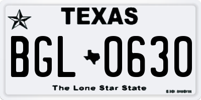 TX license plate BGL0630