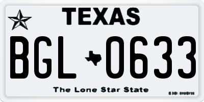 TX license plate BGL0633