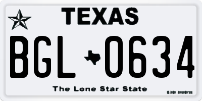 TX license plate BGL0634
