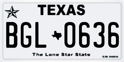 TX license plate BGL0636