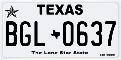 TX license plate BGL0637