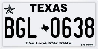 TX license plate BGL0638