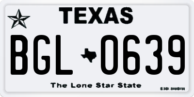 TX license plate BGL0639