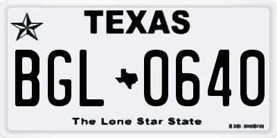 TX license plate BGL0640