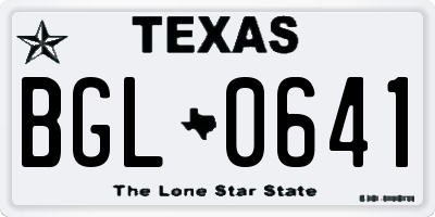 TX license plate BGL0641