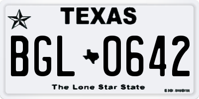 TX license plate BGL0642