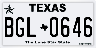 TX license plate BGL0646