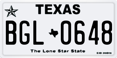 TX license plate BGL0648