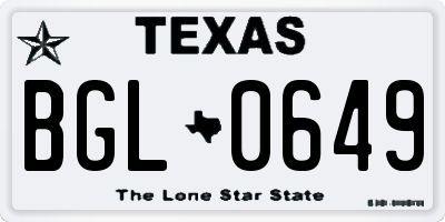 TX license plate BGL0649